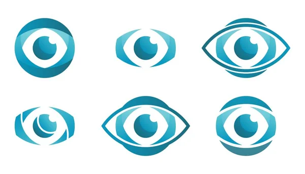 Logo Abstrait Vision Des Yeux Bleus Forme Graphique Géométrique Isolée — Image vectorielle