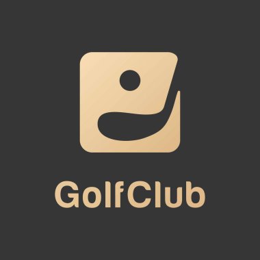 Düz Tarzlı Soyut Golf Kulübü Logosu Tasarım Şablonu, Çemberde yeşil çimlerin üzerinde golf ve boll için ikon golf sopası. Vektör İllüzyonu