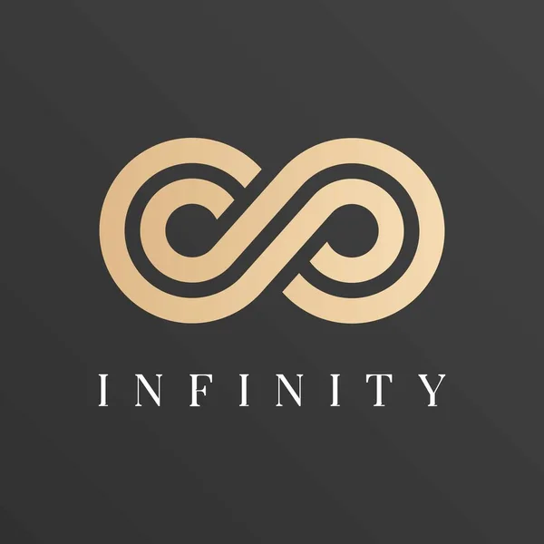 Logotipo Negocio Infinito Oro Premium Vector Abstracto Bucle Fondo Negro — Vector de stock