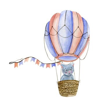 Sepet sinekleri olan suluboya bir balonun çocuk resimleri.. 