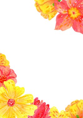 Bahar, soyut çiçekli suluboya kart. 