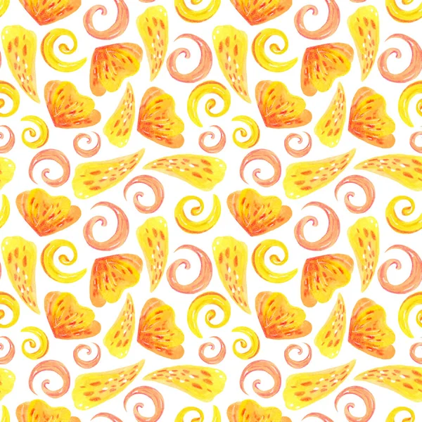 Naadloos patroon geel en oranje aquarel bloemen. — Stockfoto