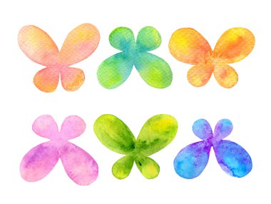 Bir grup basit, çok renkli soyut kelebek., 