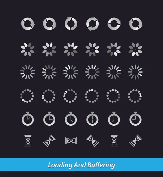 Collection of vector modern preloaders and buffering elements — Stock Vector