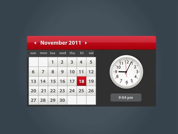 Kalender met klok — Stockvector