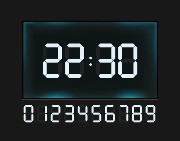 Reloj vectorial con números digitales azules — Archivo Imágenes Vectoriales