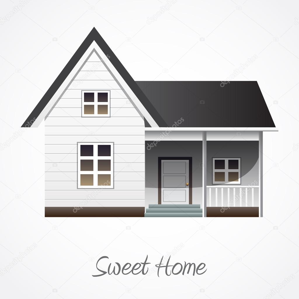 Vector illustration of detailed house icon isolated on white background