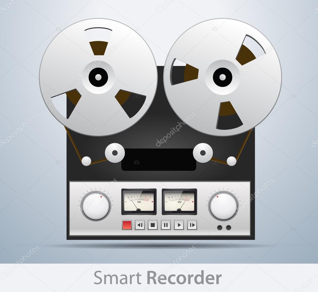 Vector vintage analog stereo reel to reel tape deck recorder
