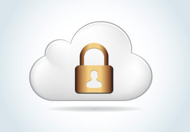 Asma kilit simgesi ile kişi sembol içinde belgili tanımlık bulut