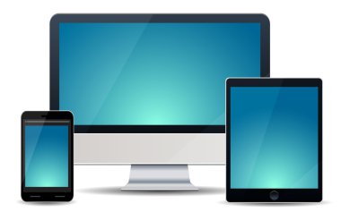 Bilgisayar, notebook ve tablet Pc gerçekçi çizimi