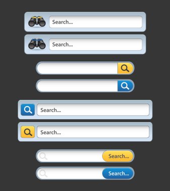 Dürbün ve objektif simgeler vektör Web arama çubukları