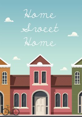 Vector illustration of Home sweet home card clipart