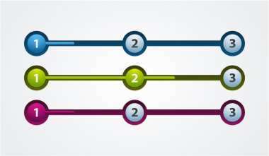Vektör Web sitesi adımlar farklı renklerde