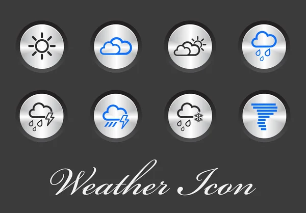 Vector icônes météo sur les boutons métalliques — Image vectorielle