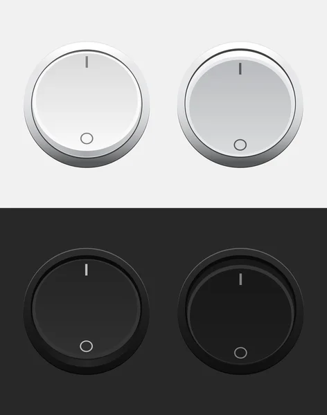 Vector black and white round switch buttons — Stock Vector