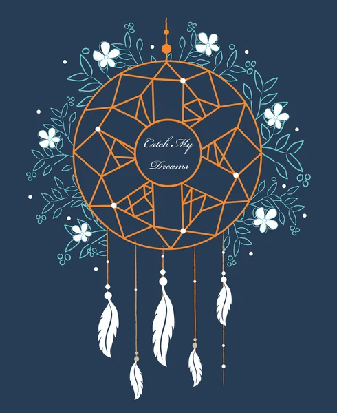 Indian Dream catcher. ilustrace izolované na pozadí. — Stockový vektor