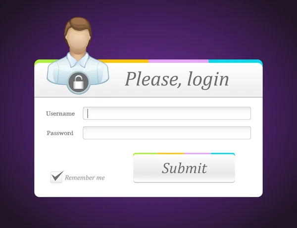 Bewerkbare login, registratieformulier — Stockvector