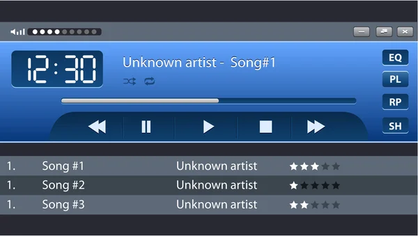 Vector heldere audio speler huid met navigatiebalk — Stockvector