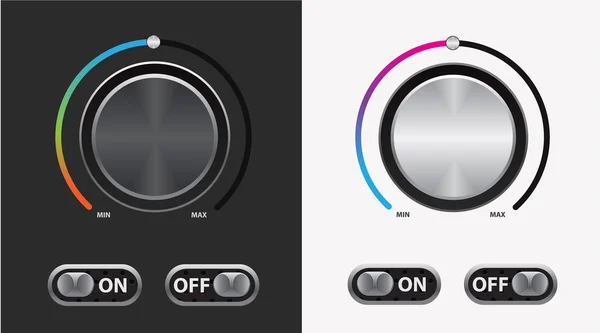 Botão de volume cromado com interruptores em duas cores —  Vetores de Stock