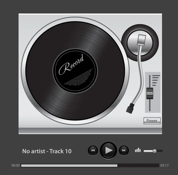 Mezclador vectorial DJ con disco de grabación y reproductor de música de audio — Vector de stock