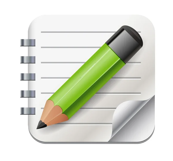 Vector icon of open notepad with pencil — Stock Vector