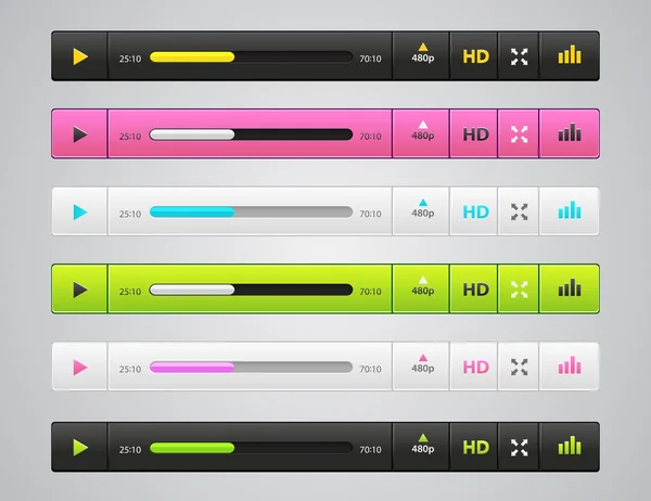 Vector divertidos reproductores de audio en diferentes colores — Archivo Imágenes Vectoriales