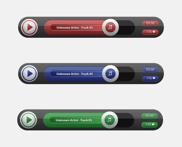 Vector heldere audio speler in verschillende kleuren — Stockvector