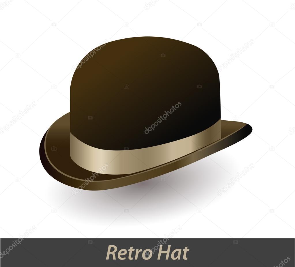 Brown vintage bowler hat with a bow isolated on white