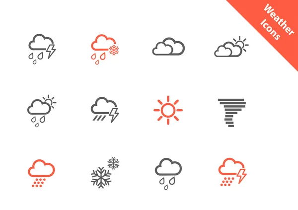 Iconos meteorológicos en estilo plano — Vector de stock