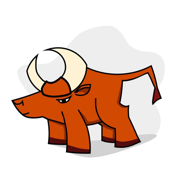 Brown bull, simple illustration in a flat style, can be used as an icon or symbol — Stock Vector