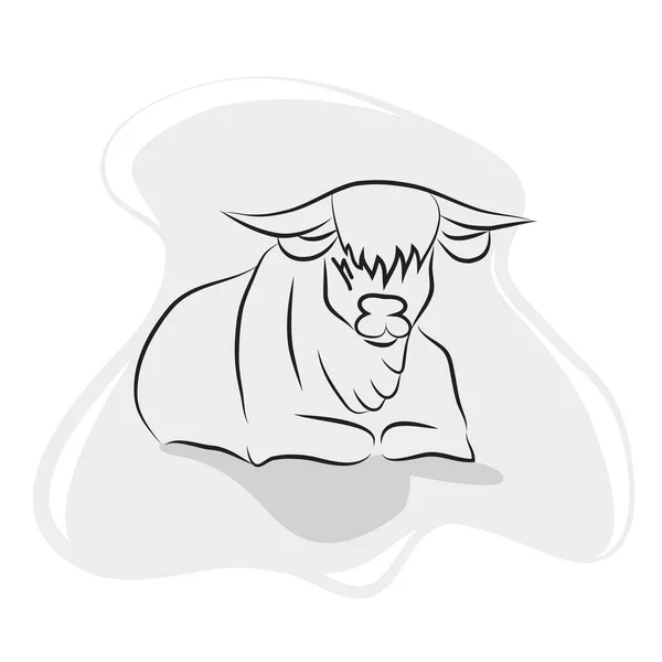 Simple Image Bull Symbol 2021 Line Art Bull Gray Background — Stock Vector