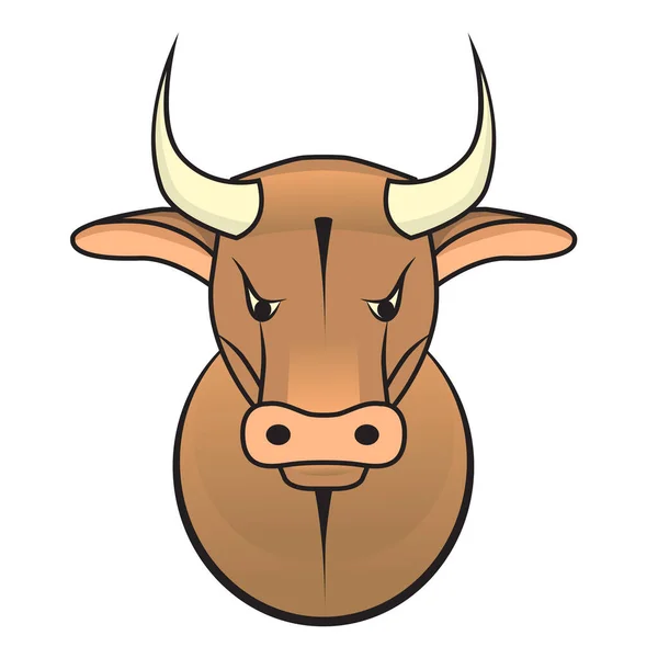 Bullhead Platt Stil Symbol För 2021 Illustration Brun Enkelt Tjur — Stock vektor