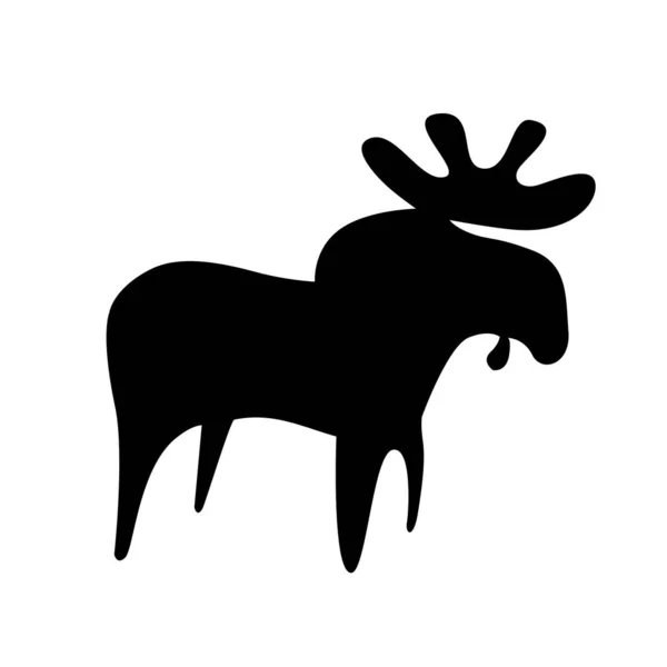 Forest Elk Simple Black White Logo Simple Black White Deer — Stock Vector