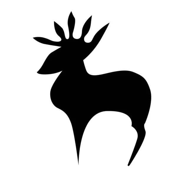 Cervo Della Foresta Semplice Logo Bianco Nero Semplice Icona Cervo — Vettoriale Stock