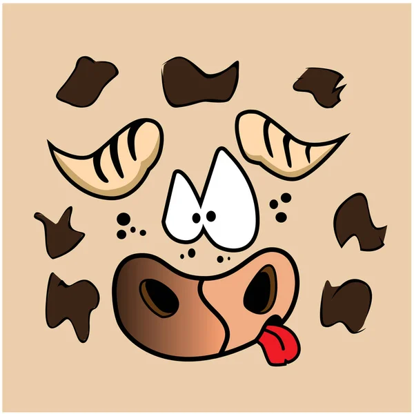 Cartoon Spotted Bull Smiles Illustration Flat Style Smiling Bull Texture — Stock Vector