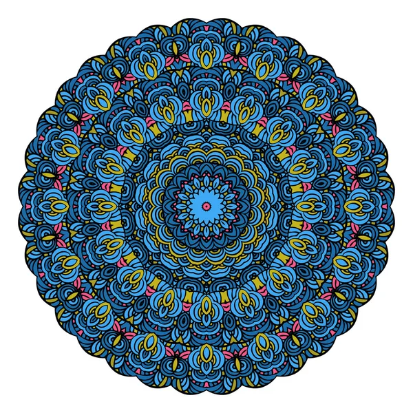 Blue Mandala Round Zentangle Pattern Vector — Stock Vector