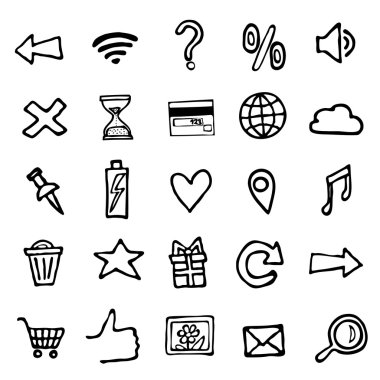 tek renkli simgeler el vektör ayarla