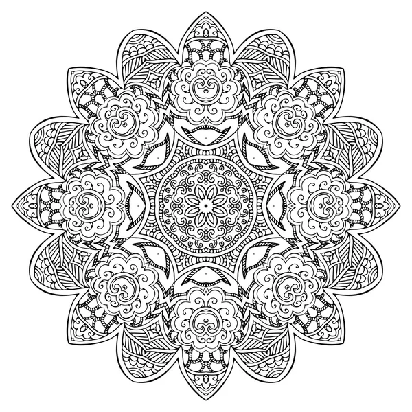 Mandala ronde Zentangle motif d'ornement vecteur — Image vectorielle