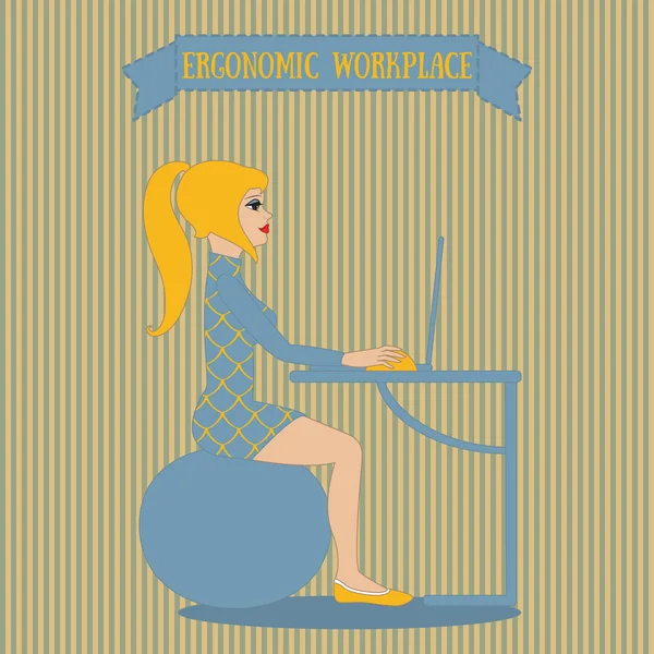 genç kadın fitness topu üzerinde oturuyordu