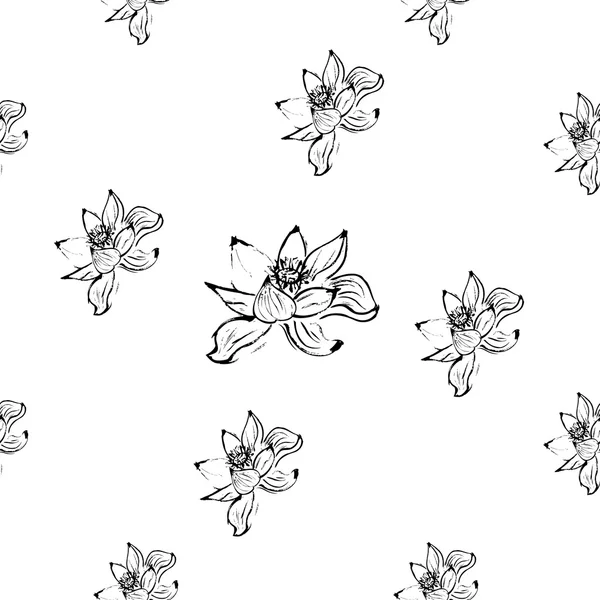Bezešvé vzor s lotosovými květy. Vektorové. — Stockový vektor