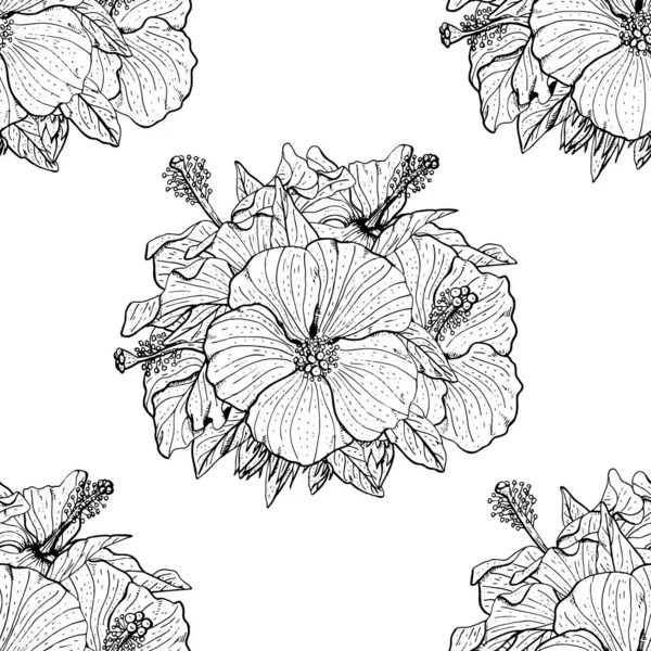 Padrão sem costura floral colorido com flores desenhadas à mão no fundo branco. Ilustração do vetor — Vetor de Stock