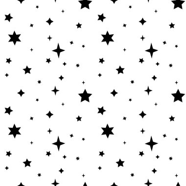 Beyaz arka planda siyah ve beyaz yıldızlı tek renkli, pürüzsüz desen