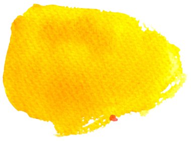 Beyaz arkaplanda sarı boya lekesi var.