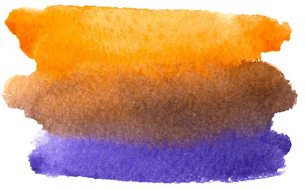 Mancha Pintura Acuarela Púrpura Naranja Aislada Sobre Fondo Blanco — Foto de Stock