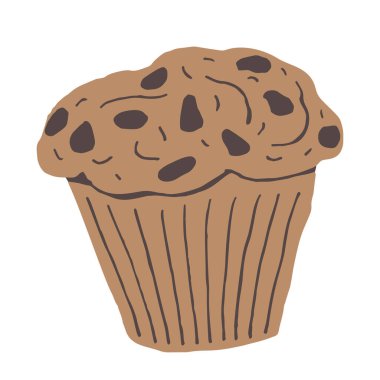 Beyaz arka planda izole edilmiş basit çikolatalı kek.