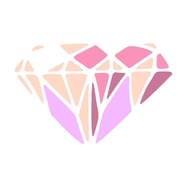 Boho rosa diamant. Isolerad på vit bakgrund. — Stock vektor