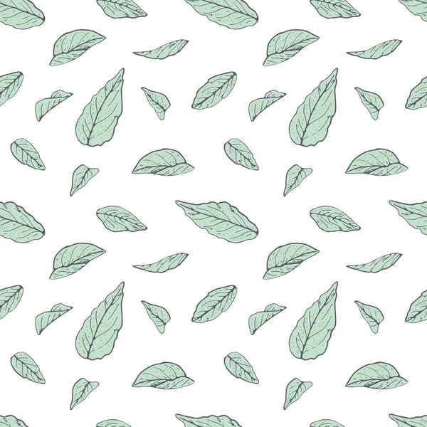 Motif sans couture avec des feuilles d'art turquoise minimalistes modernes — Image vectorielle