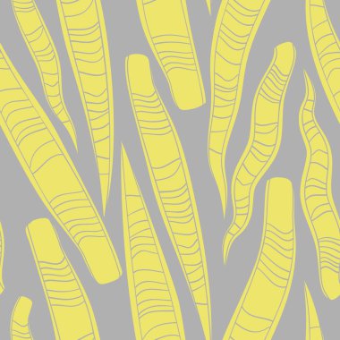 Basit, asgari sarı yılan bitkisi tropikal, pürüzsüz desen bırakır. Gri arkaplan.