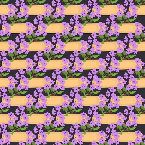 Безшовний візерунок з приклеюванням штукатурки і фіолетовими квітами. Медична текстура повторення латки . — стоковий вектор