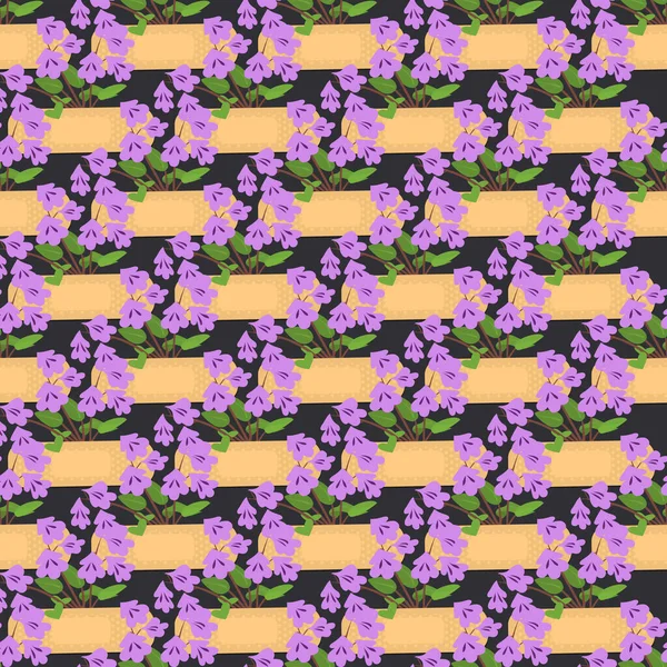 Motif sans couture avec des plâtres collants et des fleurs violettes. Patch médical texture répétée. — Image vectorielle